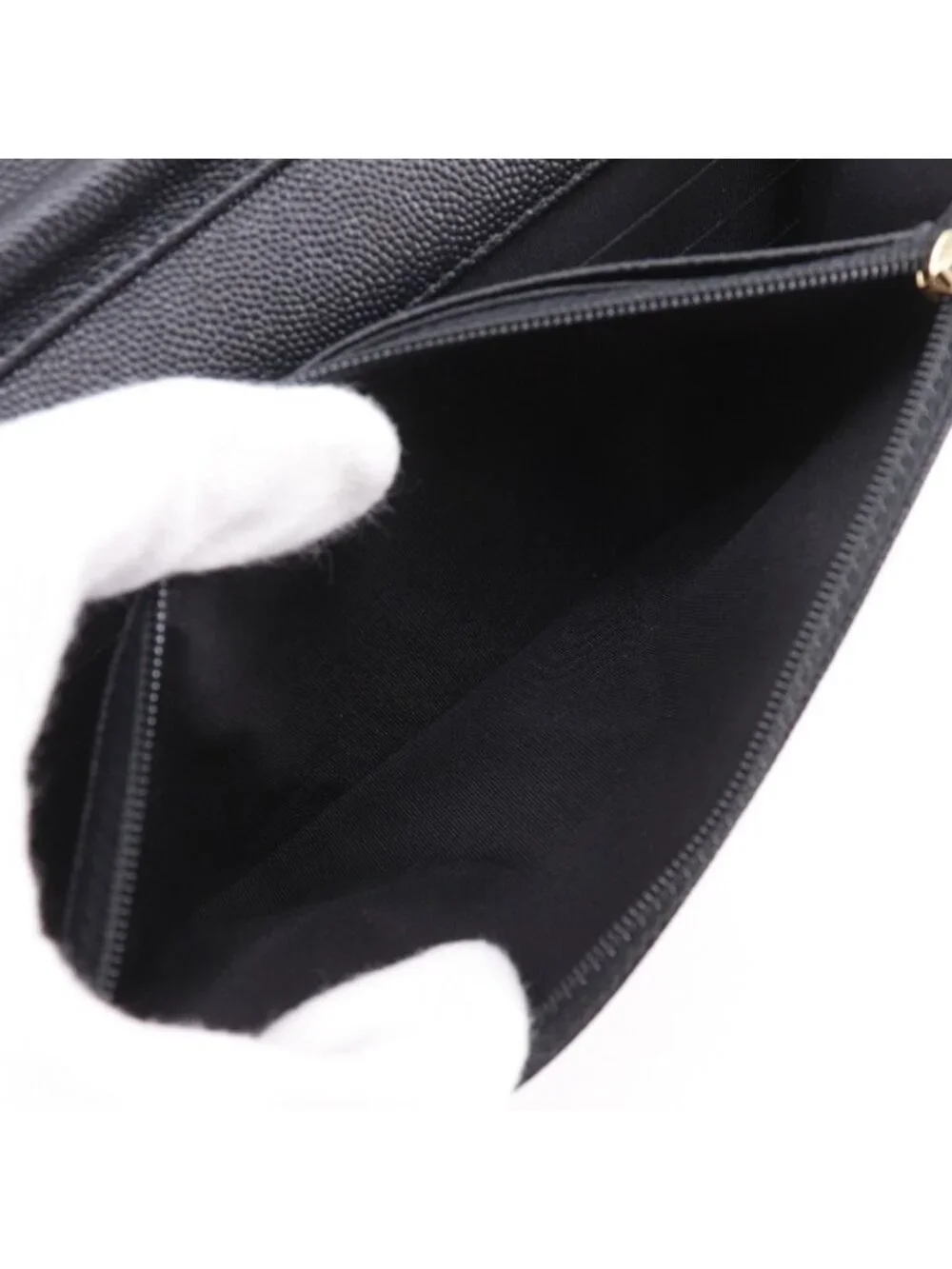 Chanel Mademoiselle Quilted Caviar Leather Black Chain Wallet Shoulder